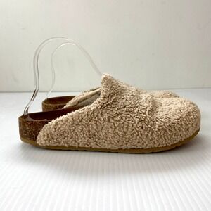 Garnet Hill Cork Footbed Mule Slippers Beige Tan Womens 8